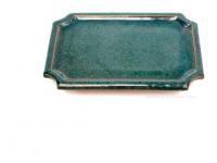 Bonsai alátét 15cm szögletes kicsípett sarkú zöld